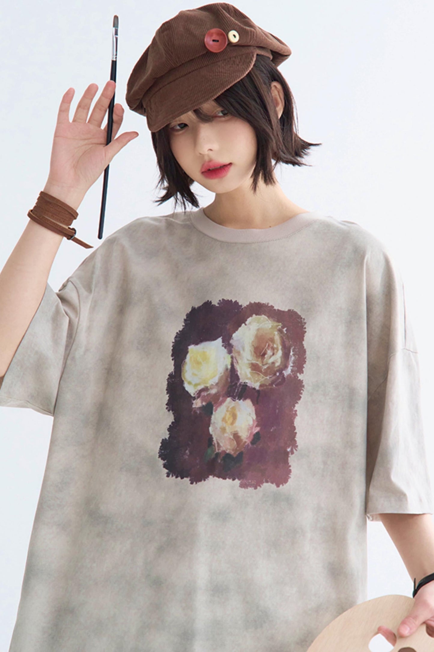 Rose T-Shirt Tie-Dye Print
