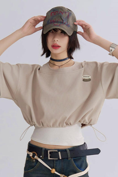 Drawstring T-shirt Faux