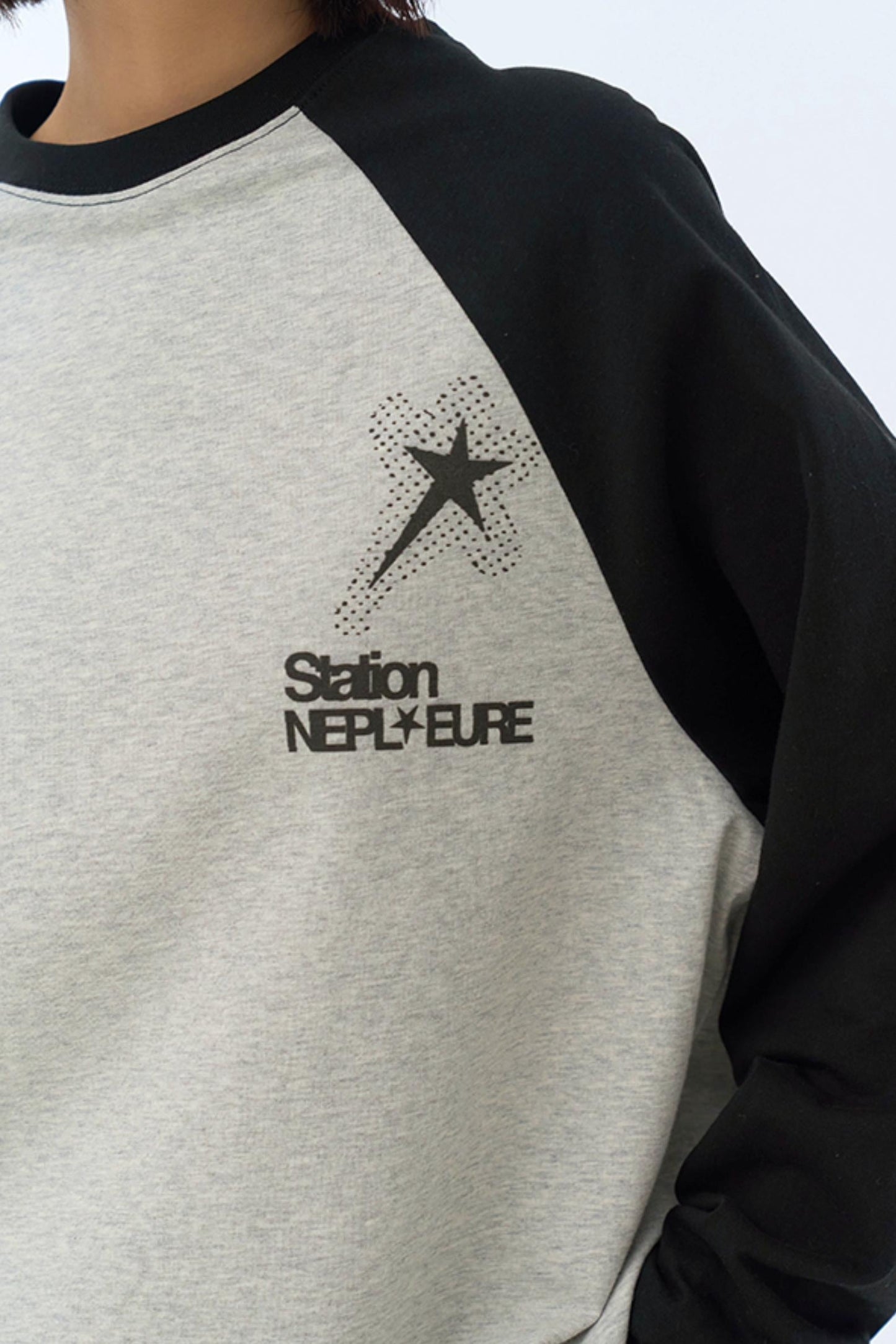 Fit Collision Long Sleeve Loose T-Shirt Print