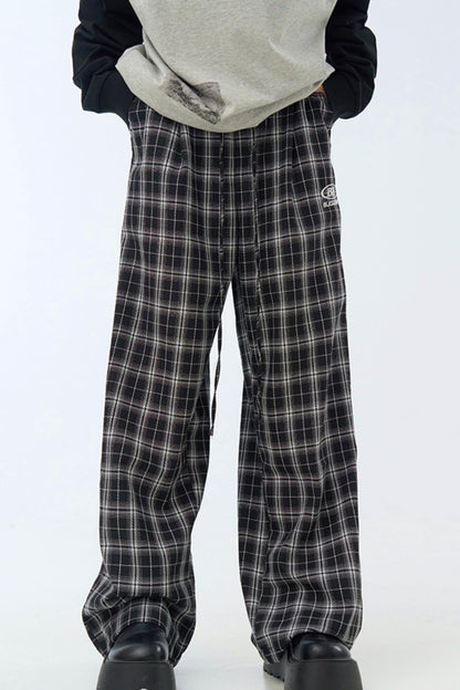 pants casual Checked wide-leg
