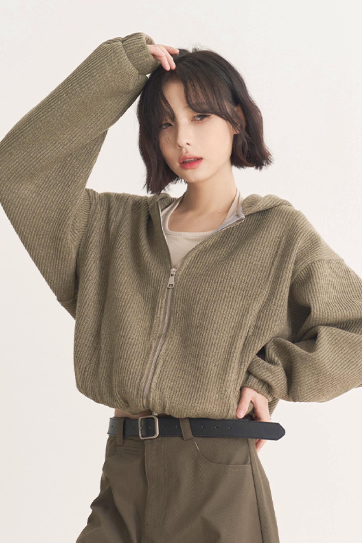 Jacket Gravity Solid Model Museum Versatile Short Spring/Autumn Color Women's Wool - Top Hooded