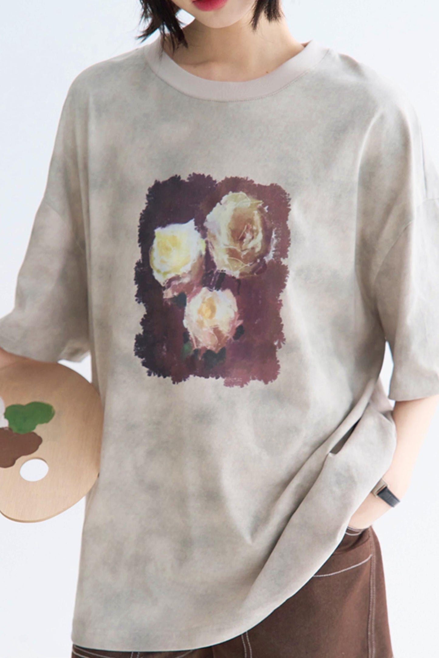 Rose T-Shirt Tie-Dye Print