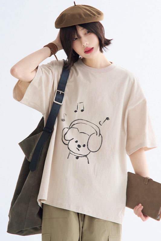 Loose Fit Graphic T-Shirt Puppy