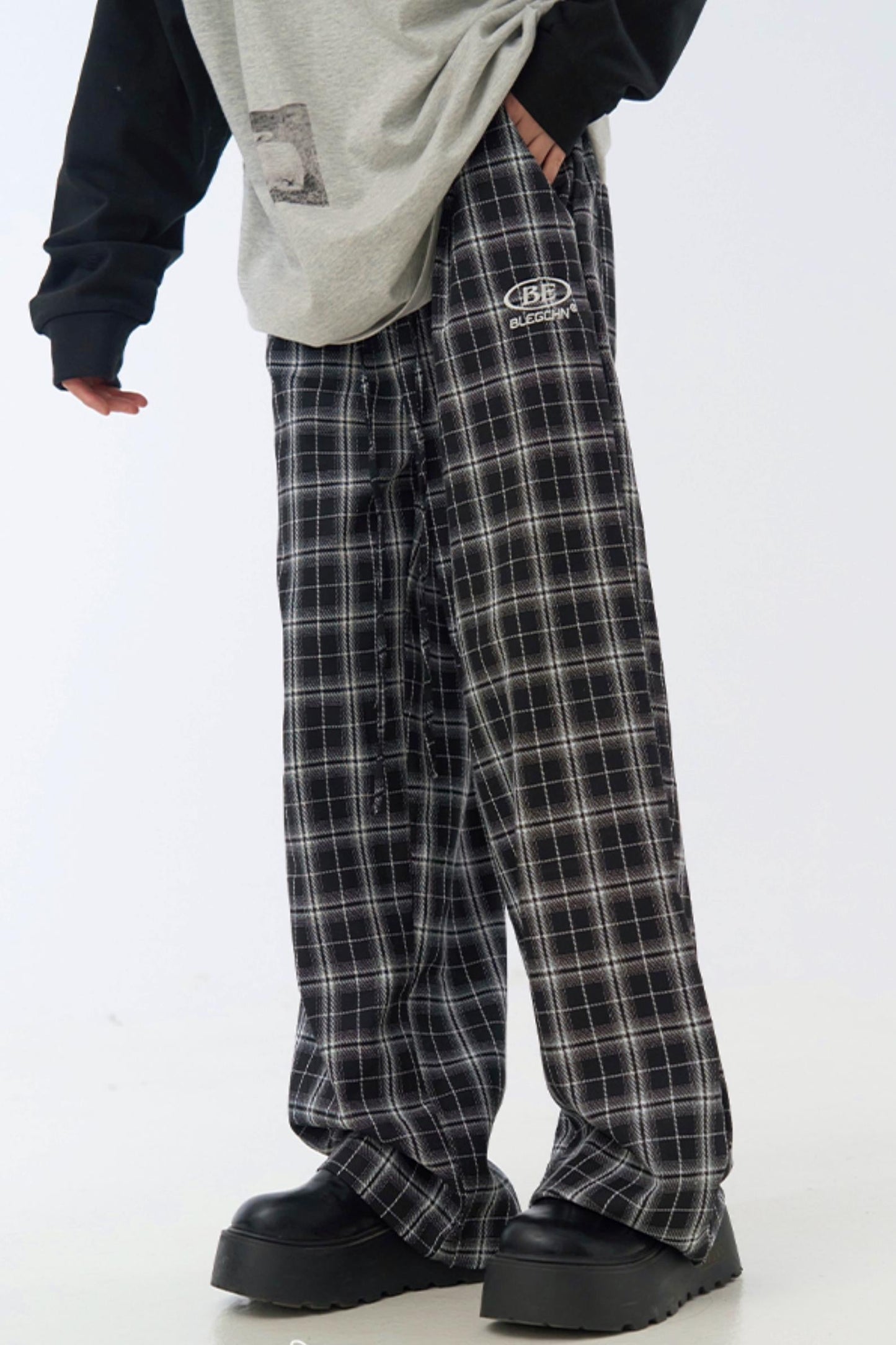 pants Checked wide-leg casual