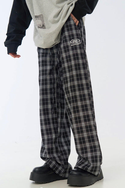 pants Checked wide-leg casual
