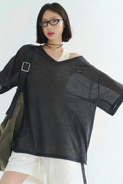 Lightweight Sheer V-Neck T-Shirt