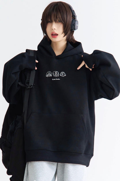 Print Sweatshirt Hooded Puppy