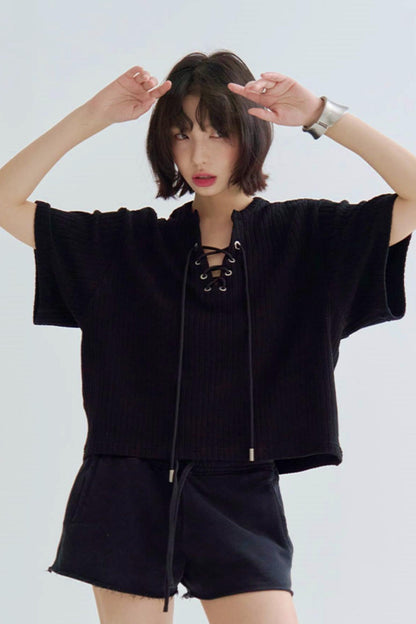 Loose Fit T-Shirt V-Neck Knit