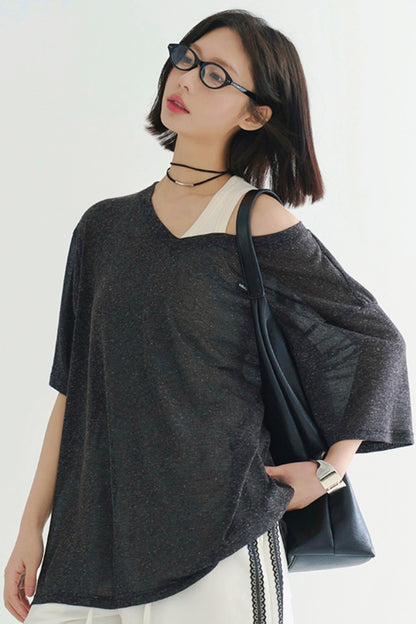 Lightweight Sheer V-Neck T-Shirt