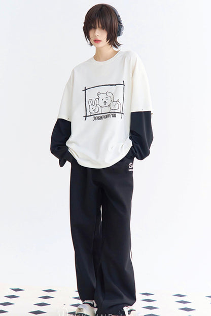 Lockeres T-Shirt mit Rundhalsausschnitt und mehrlagiger Passform