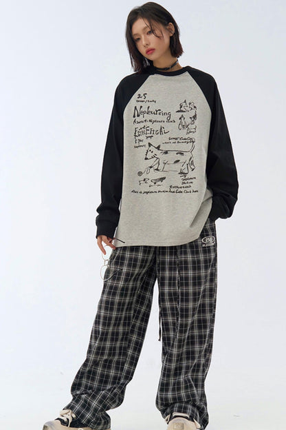 Street T-Shirt Art Patchwork Long Sleeve