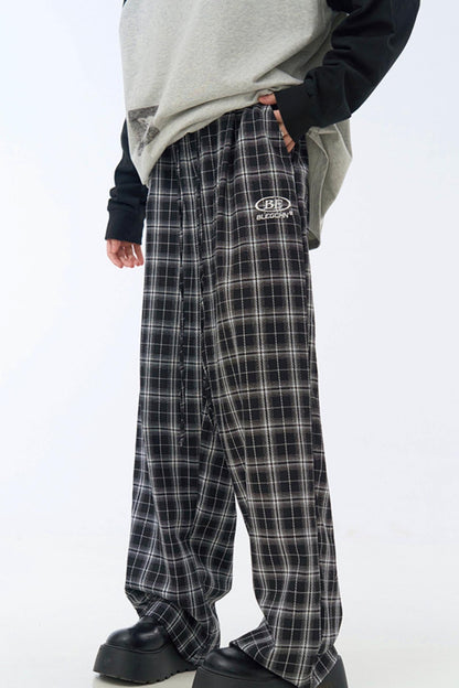 pants casual Checked wide-leg
