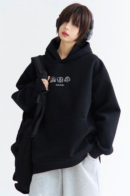 Print Sweatshirt Hooded Puppy