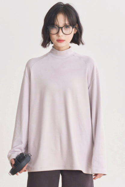 Gravity Museum Flower Turtleneck Loose Damenmodell Frühling/Herbst T-Shirt