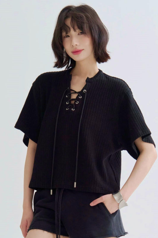 Loose Fit T-Shirt V-Neck Knit