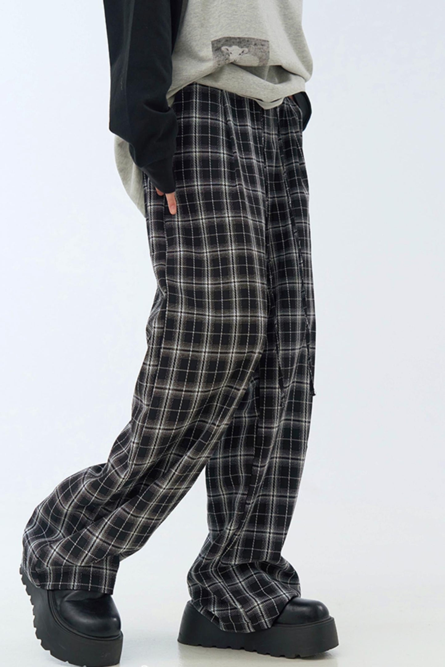 pants Checked wide-leg casual