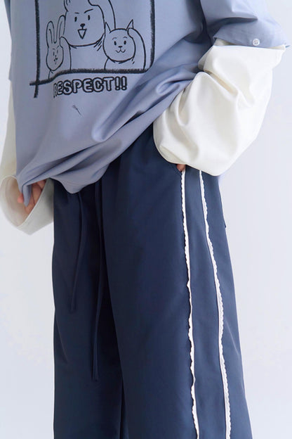 Sporty lace casual style pants