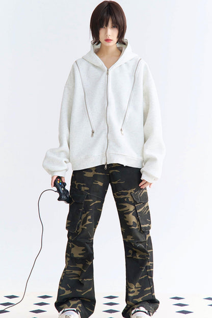Strickjacke Lässiger Reißverschluss