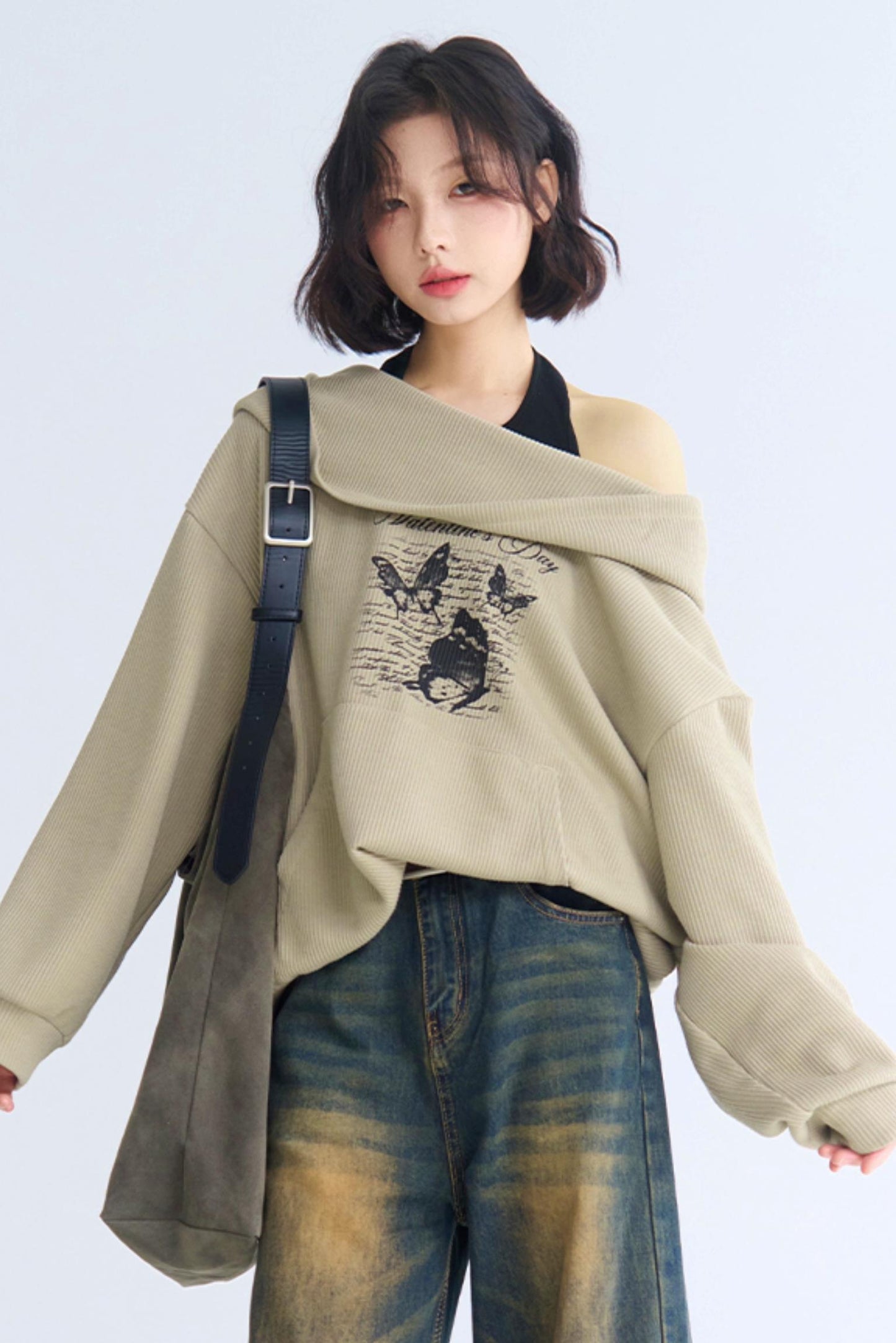 Hoodie Sweatshirt Asymmetrical