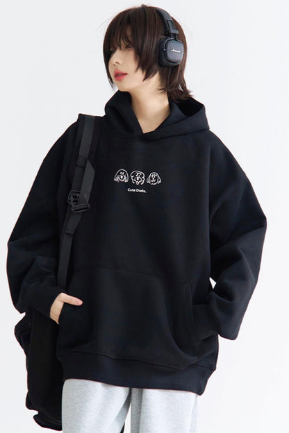 Print Sweatshirt Hooded Puppy