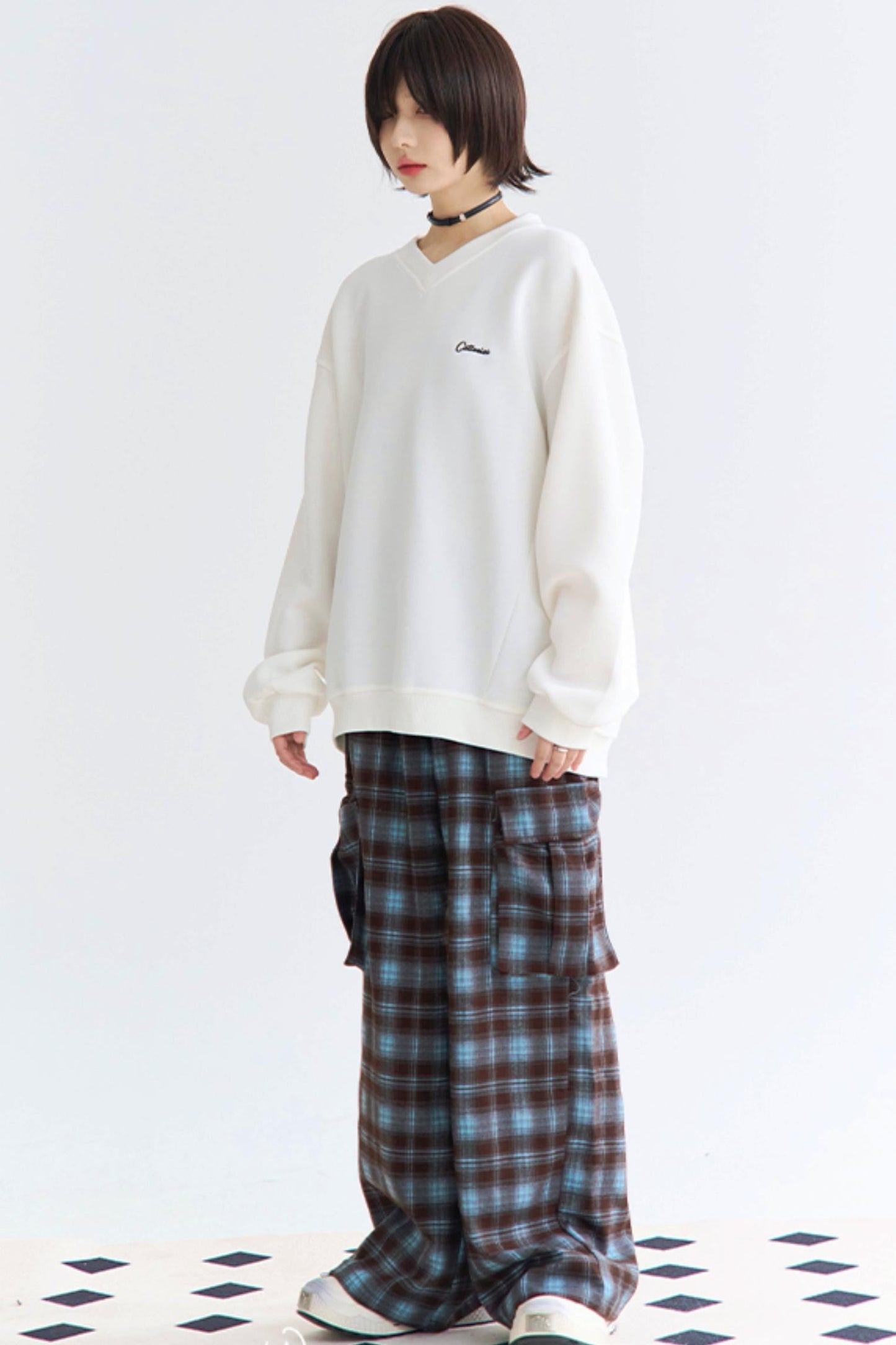 Pants Waist Check High Wide