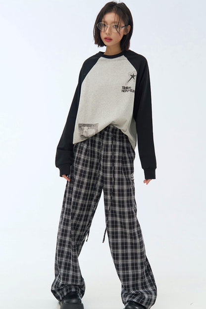 pants Checked wide-leg casual