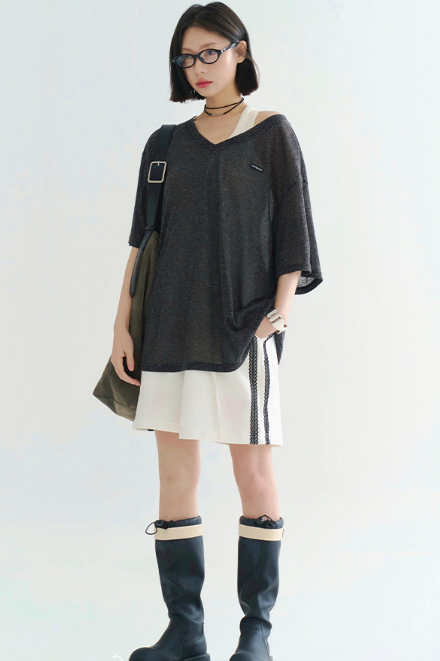 Lightweight Sheer V-Neck T-Shirt