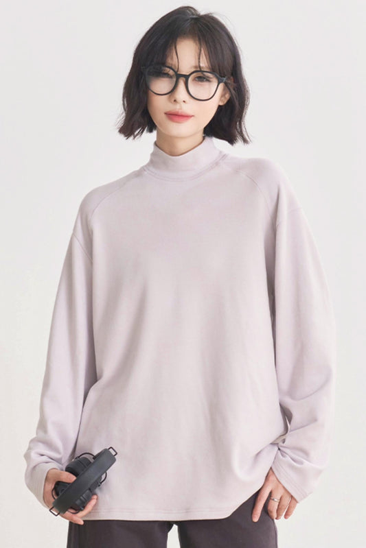 Gravity Museum Flower Turtleneck Loose Women's Model Spring/Autumn T-Shirt