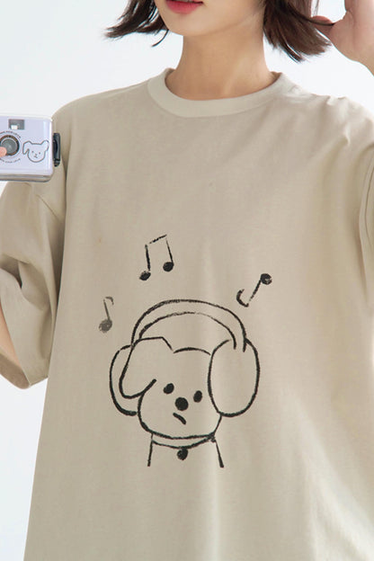 Loose Fit Graphic T-Shirt Puppy