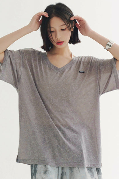 Lightweight Sheer V-Neck T-Shirt