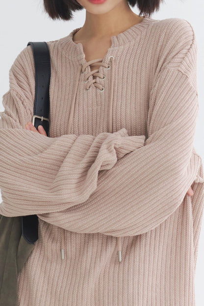 Oversized knit top V-neck