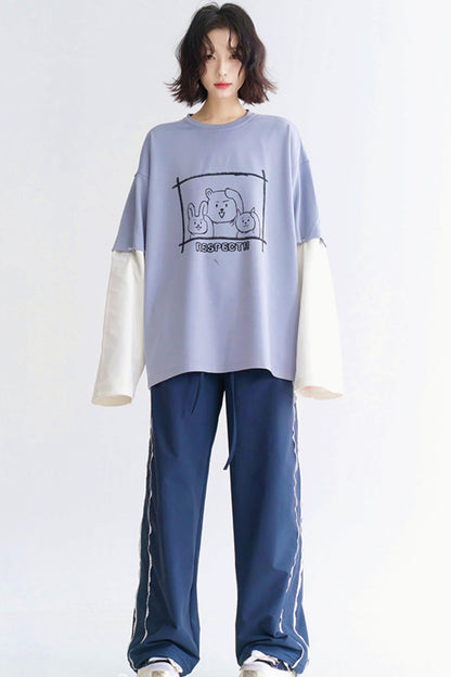 Lockeres T-Shirt mit Rundhalsausschnitt und mehrlagiger Passform
