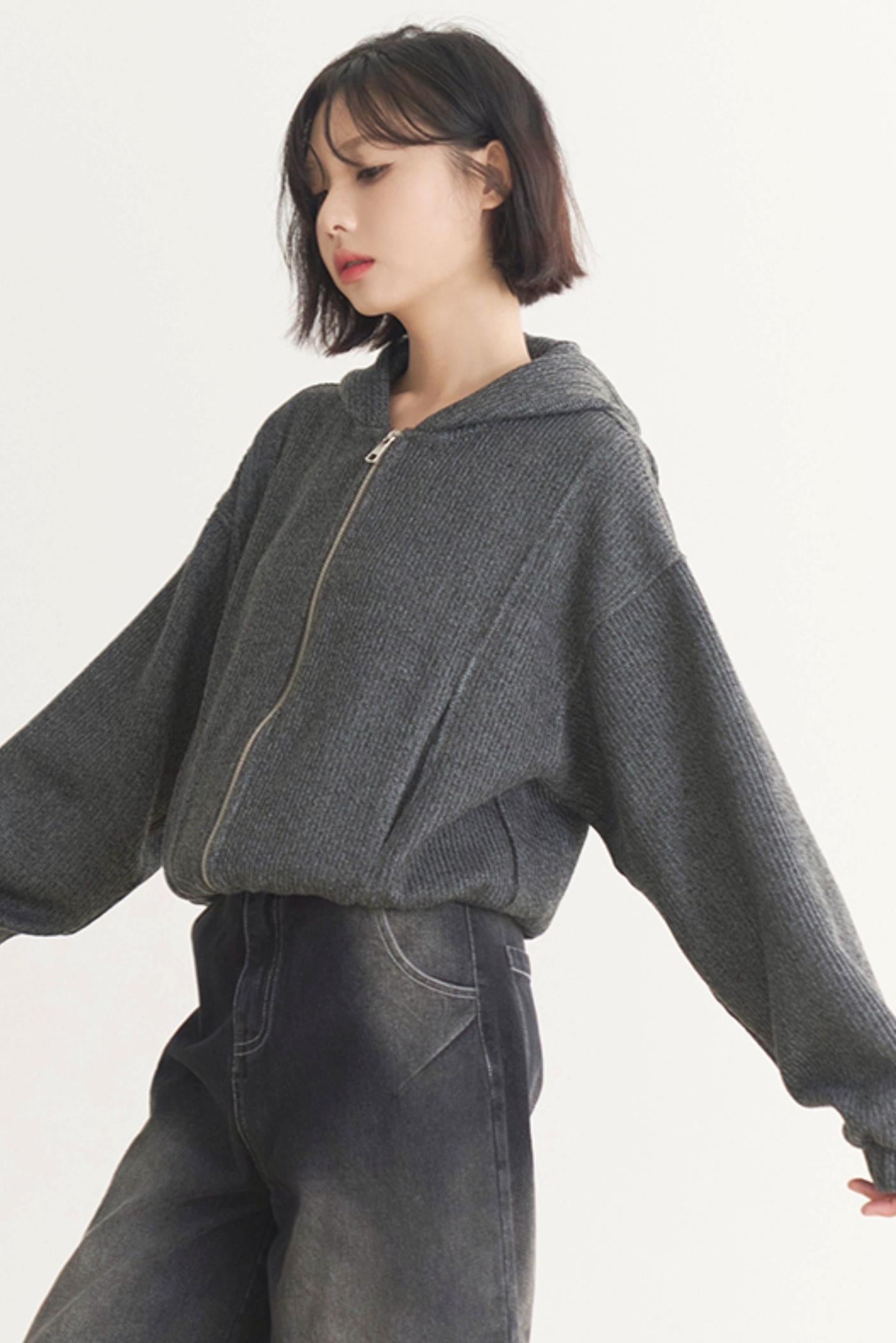 Jacket Gravity Solid Model Museum Versatile Short Spring/Autumn Color Women's Wool - Top Hooded