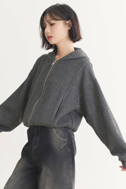 Jacket Gravity Solid Model Museum Versatile Short Spring/Autumn Color Women's Wool - Top Hooded