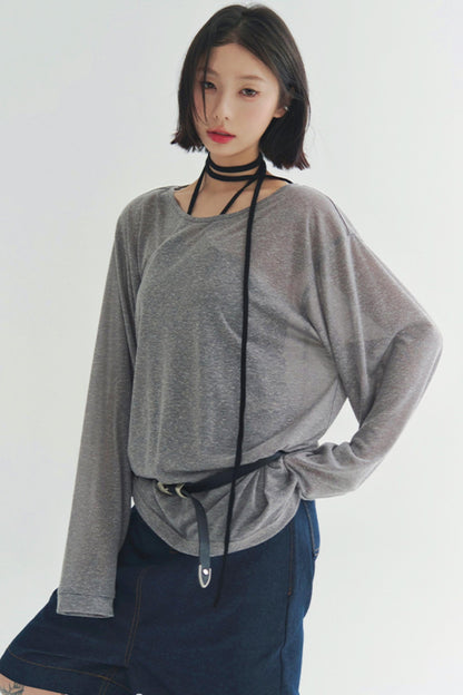 Lightweight Sheer V-Neck T-Shirt