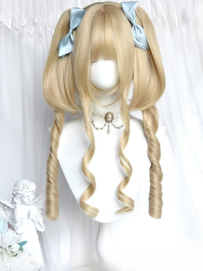 Full Curly Double With Roman 45CM Wig Length Blonde + Claw Clips Bangs Ponytail