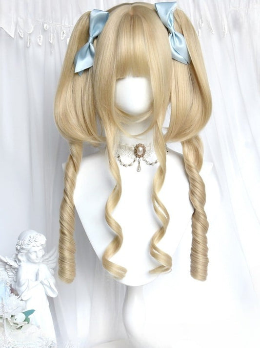 Full Curly Double With Roman 45CM Wig Length Blonde + Claw Clips Bangs Ponytail