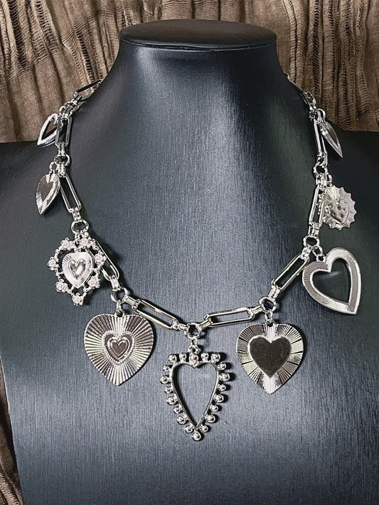Heart Necklace Silver Pendants