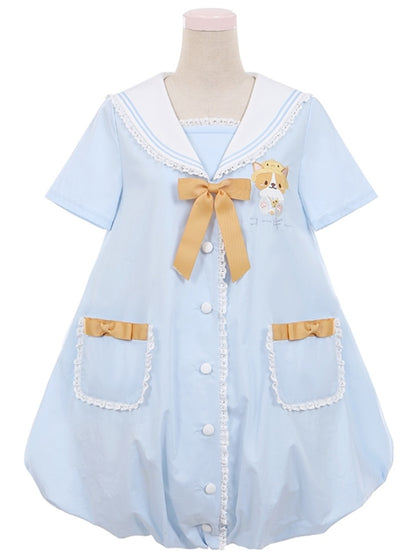 Robe jupe bulle bleu clair à col marin Corgi