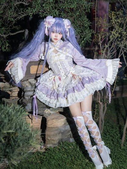 Purple Chinoiserie Style Corset Dress Qi Lolita JSK Set