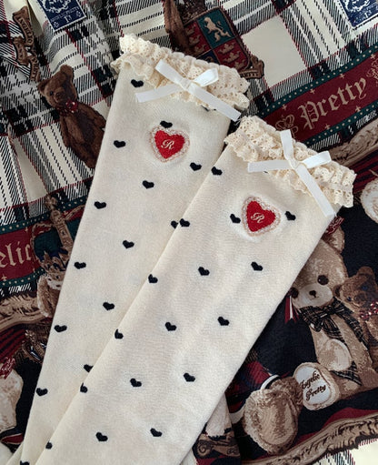 Sweetheart Pattern Sweet Lolita Calf Socks