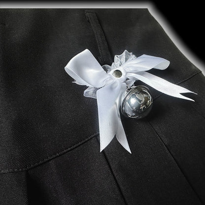 Y2K Black Bowknot Bell Details High Waist Pleated Skirt