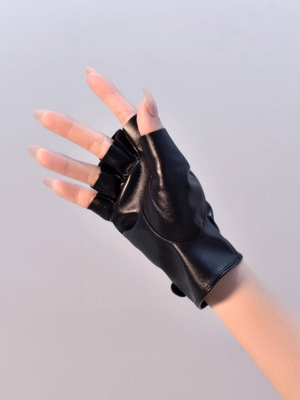 Cyberpunk Buckle Black/White/BlackWhite Finger Gloves