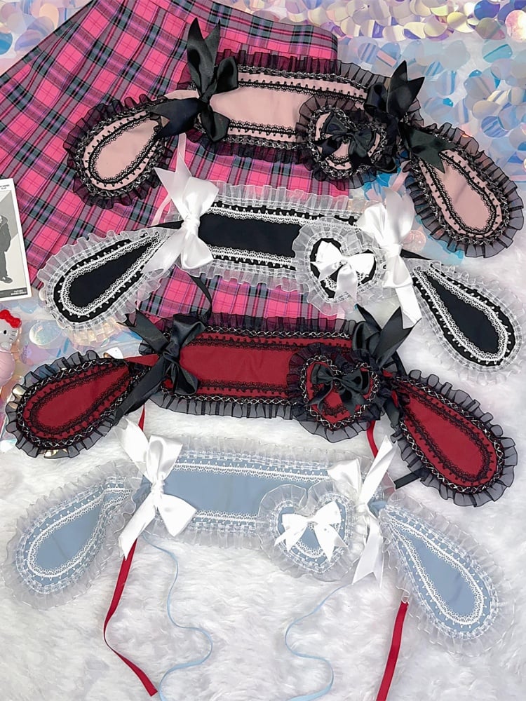 Y2K Lace Trim  Bunny Ears Design Jirai Kei Hairband