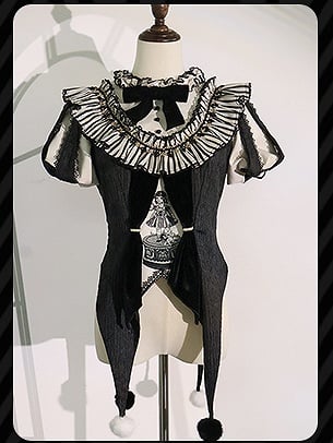 Full Lolita Circus Sleeves Black Set- Vibes Sweet and Puff White