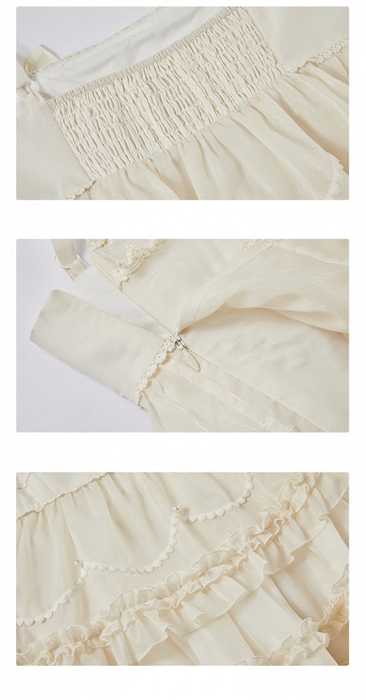 Robe Lolita en deux pièces avec nœud beige et volants