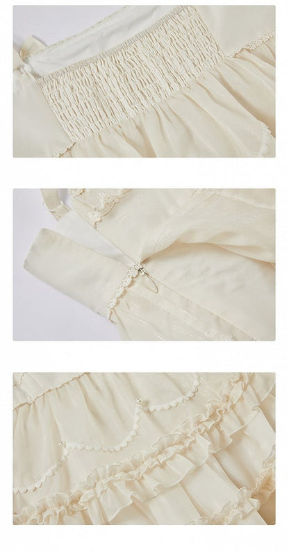 Robe Lolita en deux pièces avec nœud beige et volants