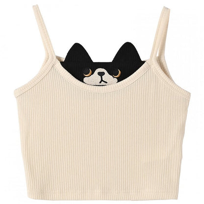 Black Kitty Design White Glamorous Cropped Cami Top