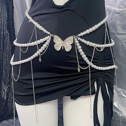 Butterfly White Waist Chain Decorated Beaded
