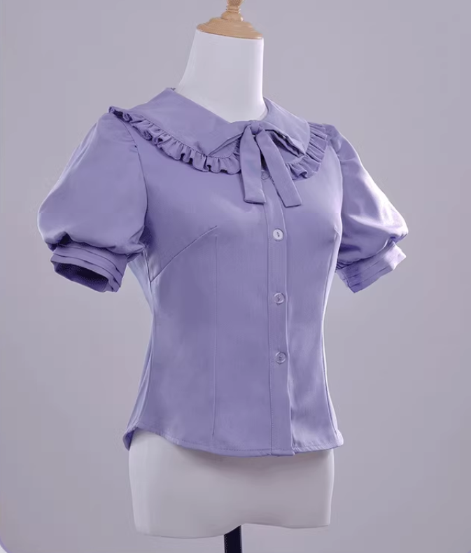 Love, Chunibyo & Other Delusions Takanashi Rikka Purple Shirt with Black Dress Lolita-Style Cosplay Costume Full Set